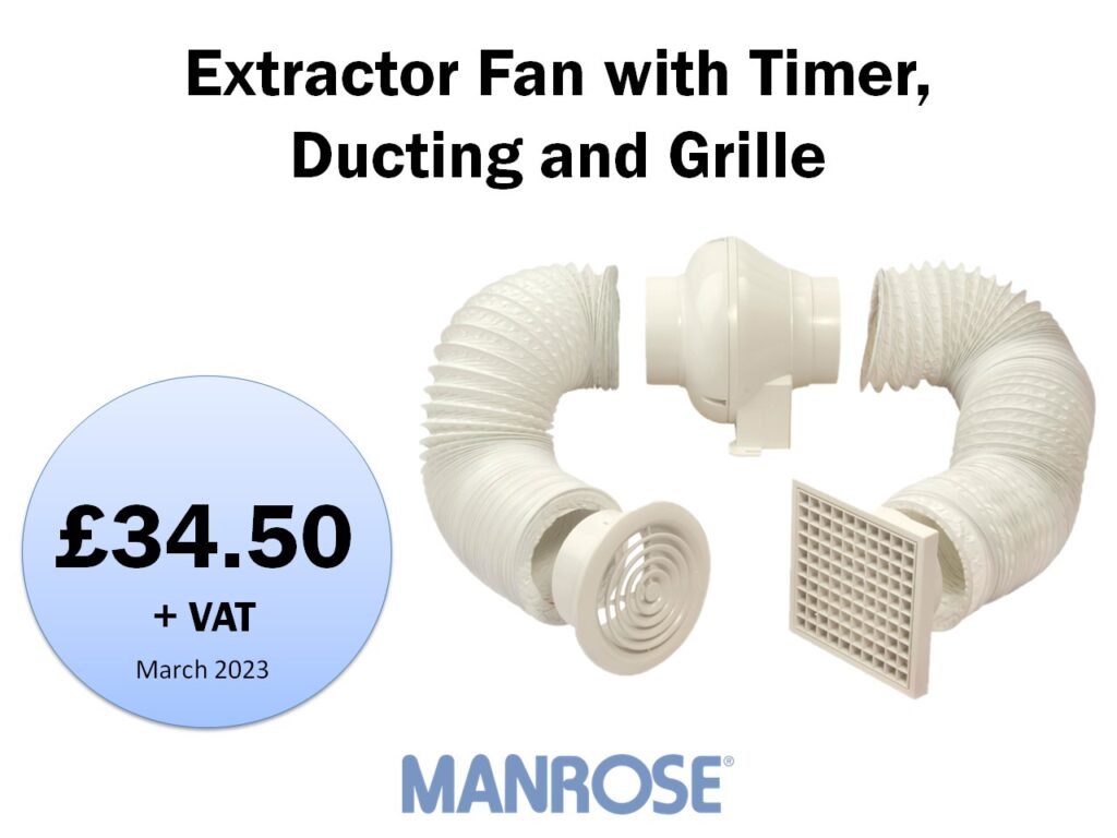 Manrose Extractor Fan With Timer Ducting And Grille